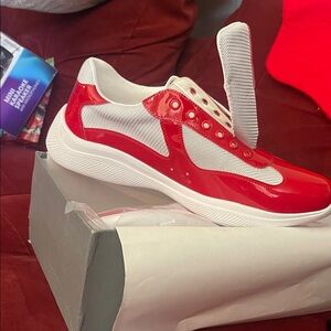 Red and White Sneakers Mens 12